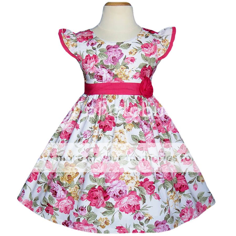 Flower Pink Birthday Party Clothing Baby Girls Dresses Kids Size 2 7 Year