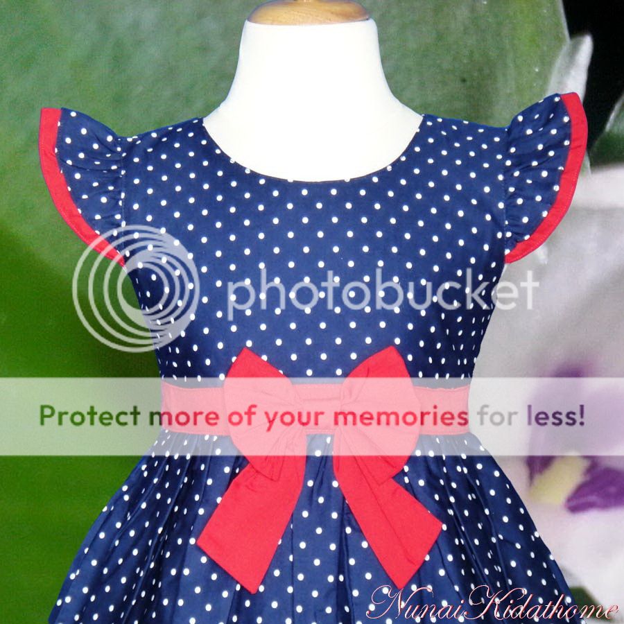 Baby Girls Dresses Kid Navy Blue Polka Dot Summer Clothing Toddler Size 2T