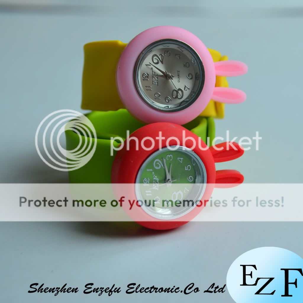   Cute Rabbit Snap Slap Colorful Bracelet Silicone Watch EZF  