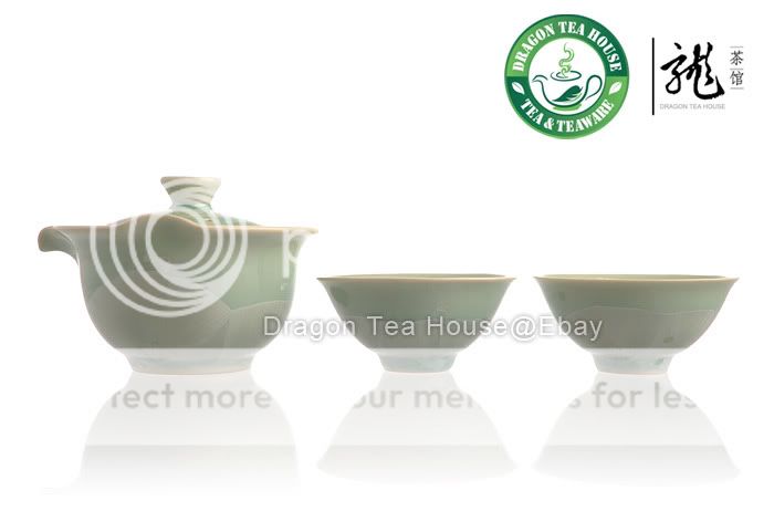 Green Crystal * Porcelain Gaiwan & Teacups Tea Set YL  