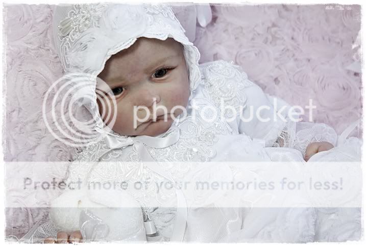 Reborn Baby White French Roses Beaded Lace Gown Dress Bonnet 